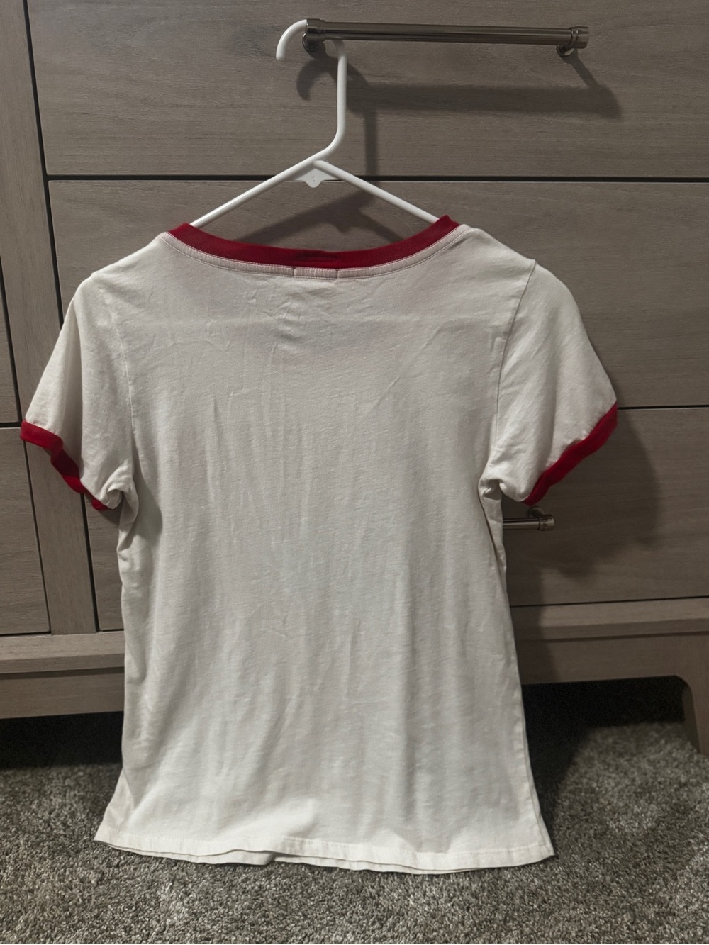 MOTHER White Tee with Red Ringer Trim and FASTER Graphic - Picture 3 of 6